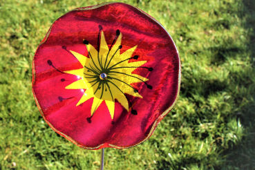 Glass flower with stainless steel